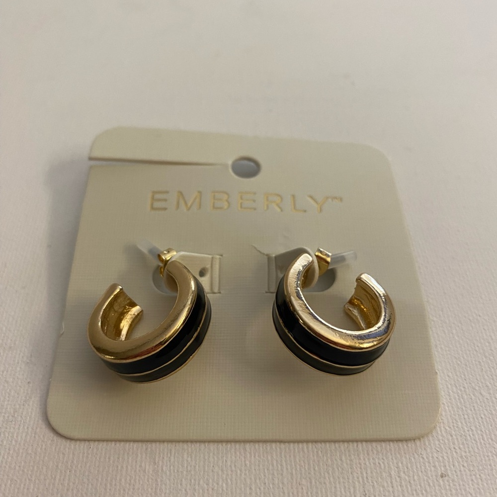 Emberly Gold and Black Hoop Earrings